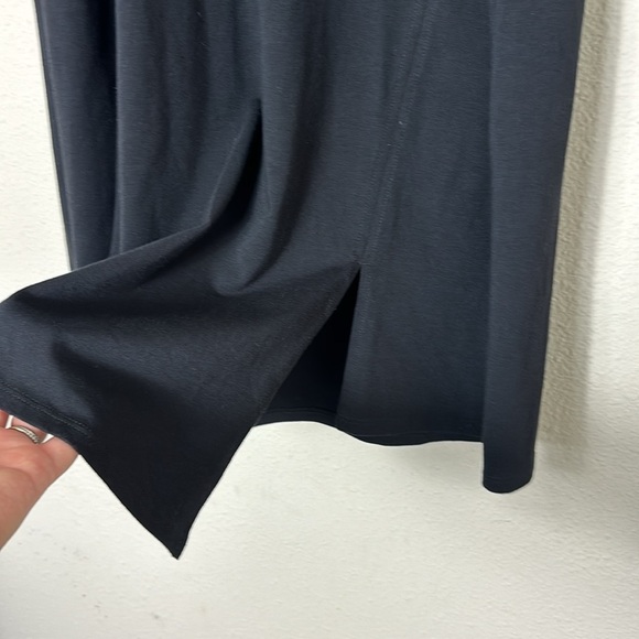 Eileen Fisher Black Midi Stretch Jersey Dress Jewel Neck size large - Picture 4 of 8
